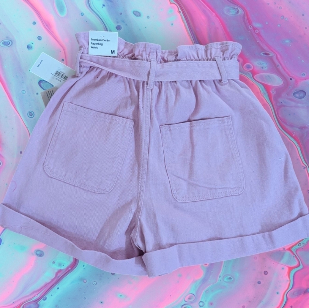 NWT Love Tree Pink Paper Bag Waist Women's Shorts Size Medium - Picture 3 of 7